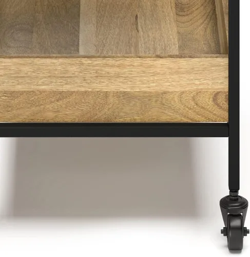 Miniatura 7 de SIMPLIHOME Simons - Carrito de barra de madera maciza de mango de 24 pulgadas de ancho, color natural, para sala de estar, comedor y cocina