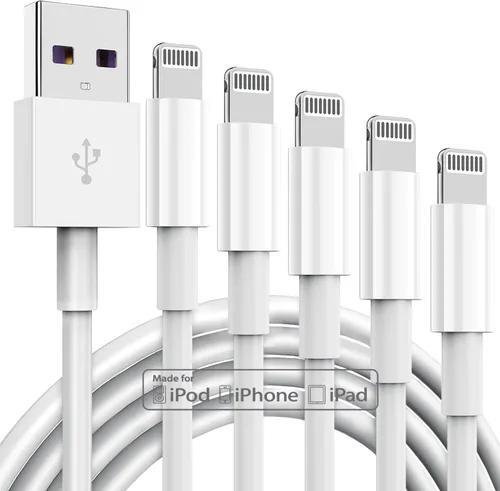 Miniatura 20 de TUMABER Paquete de 2 cables de carga para iPhone de 3 pies con certificación MFi de Apple, cable Lightning a USB de 3 pies, carga rápida de 2.4 A