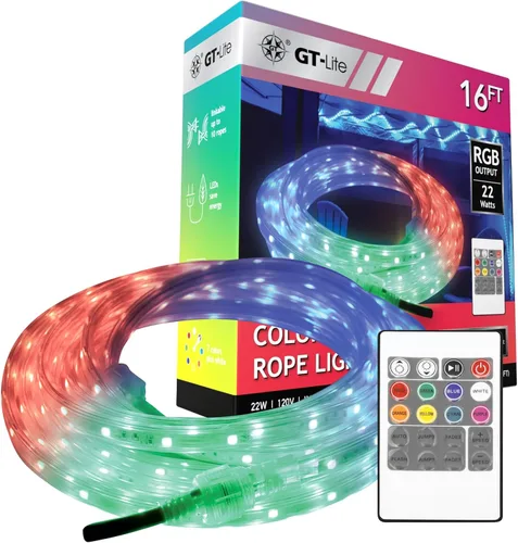 Miniatura 11 de GT-Lite Tira de luces LED de 800 lúmenes, cinta blanca y de color de 16 pies, cortada y conectada
