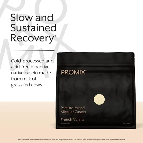 Miniatura 2 de ProMix Nutrition Proteína en polvo de caseína alimentada con pasto, criada en pastos, caseína micelar de liberación lenta, sin gluten, vainilla, 2.5