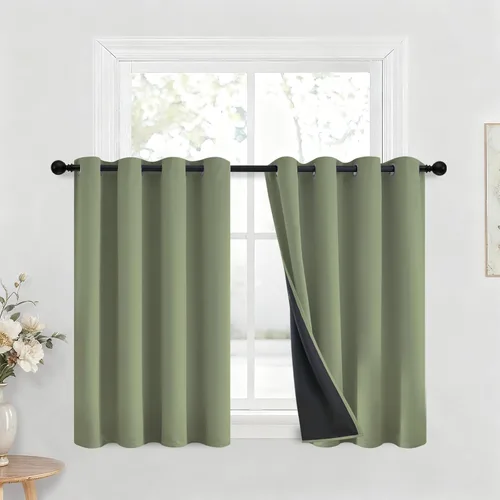 Miniatura 190 de Yakamok Cortinas negras, cortinas de ventana con aislamiento térmico y eficiencia energética para dormitorio, cortinas opacas completas y cortinas