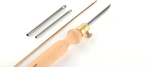 Miniatura 5 de Nurge Kit de agujas perforadoras de alta calidad, tubos de metal de 0.16 a 0.18 pulgadas y mango de madera para principiantes adultos, herramientas