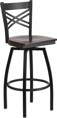 Miniatura 13 de Flash Furniture HERCULES Series Black ''X'' Taburete giratorio de metal – asiento de vinilo negro