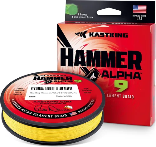 Miniatura 10 de KastKing Hammer Alpha 9 UHMWPE - Línea de pesca trenzada, fabricada en los Estados Unidos, fuerte y suave, redonda, 9 portadores, línea de pesca