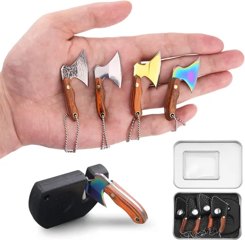 Juego de mini cuchillos de bolsillo láser, mini cuchillo de hacha para abridor de paquetes, cortador de caja, juego de cuchillos pequeños con funda