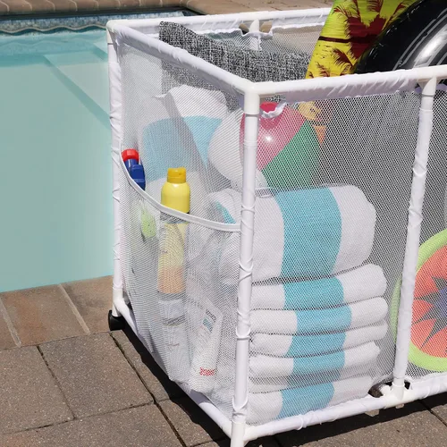 Miniatura 7 de Soporte para fideos de piscina, juguetes, pelotas y flotadores, organizador de almacenamiento de malla, altura para niños, grande