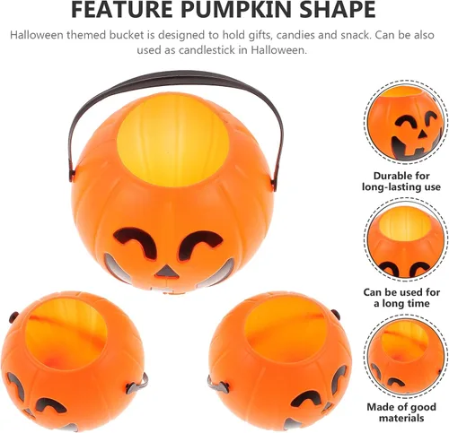 Miniatura 3 de TOYANDONA 3 piezas de calabaza cubo calabaza decoración mini decoración Halloween decoración adornos colgante de Halloween niños truco o trato