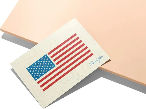 Miniatura 4 de Twigs Paper - Tarjetas de agradecimiento con la bandera estadounidense, tarjetas patrióticas estacionarias en blanco con sobres, tarjeta