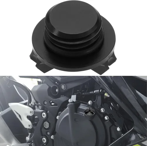 Miniatura 2 de Tapón de drenaje de aceite de motor, cubierta de tapón de tuerca de sumidero compatible con Kawasaki M20x2.5 CNC aleación de aluminio piezas de Negro
