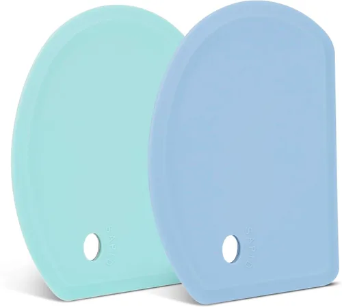 Raspador de masa de silicona con lámina de acero inoxidable, raspador de tazón flexible de borde curvo para hornear, raspador de banco de silicona
