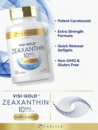Miniatura 4 de Carlyle Zeaxantina 10 mg 120 cápsulas blandas Apoyo para la salud ocular con luteína Suplemento sin OMG, sin gluten