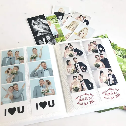 Miniatura 4 de Álbum de fotos de cabina de fotos, para bodas o fiestas, con capacidad para 120 tiras de fotos de 2 x 6 pulgadas, deslizables (azul)