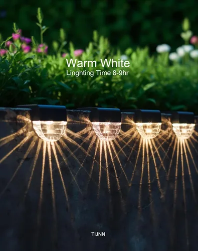 Miniatura 4 de TIJNN - Luces solares para terraza al aire libre, luces impermeables LED para vallas para escalones, patio, jardín, decoración de patio - paquete