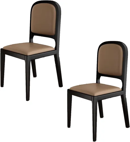 Miniatura 41 de Leather Seat Dining Room Chair with Back, Wooden Dining Chairs Set Kitchen Chair, Dining Room Chairs Armless Seat for Kitchen Living Room Black+khaki