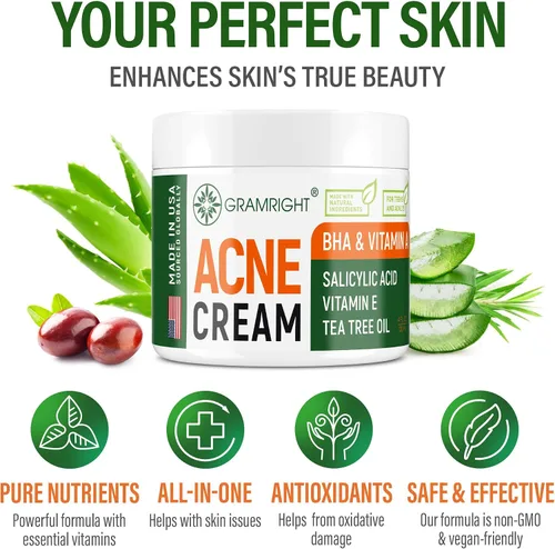 Miniatura 7 de Crema facial para el acné - Tratamiento de manchas de acné para la cara y puntos de acné - Aceite de árbol de té y ácido salicílico - Tratamiento
