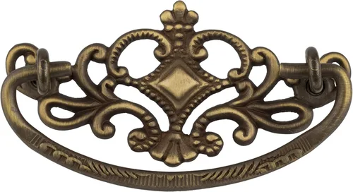 Tirador de fianza victoriano de latón fundido antiguo | Centros: 3 "| Mango para puerta de gabinete antigua, cajón de aparador, escritorio |