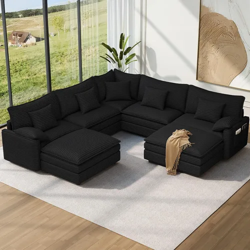 Miniatura 121 de Vesgantti Sofá modular de 108 pulgadas, cómodo sofá de nube con asiento profundo otomano movible, sofá modular en forma de L, sofás seccionales