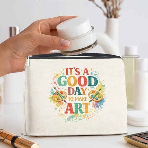 Miniatura 6 de YeleY Art Gifts Makeup Bag for Women, It's a Good Day to Make Art Cosmetic Pouch, Artist Gift Thank You Present Travel Toiletry Bag