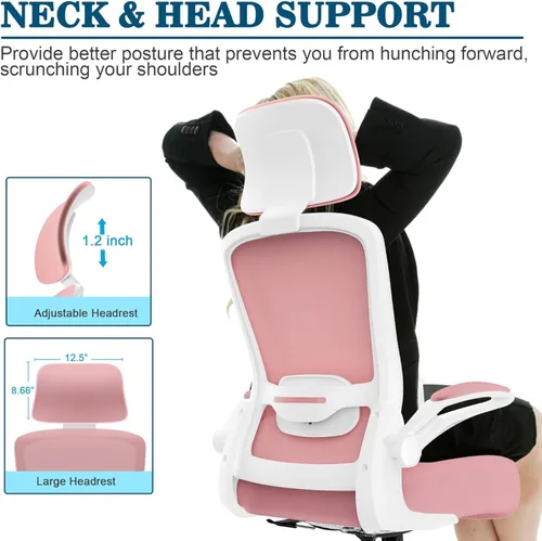 Miniatura 5 de Mimoglad Silla de oficina, silla de escritorio ergonómica de respaldo alto con soporte lumbar ajustable y reposacabezas, silla giratoria