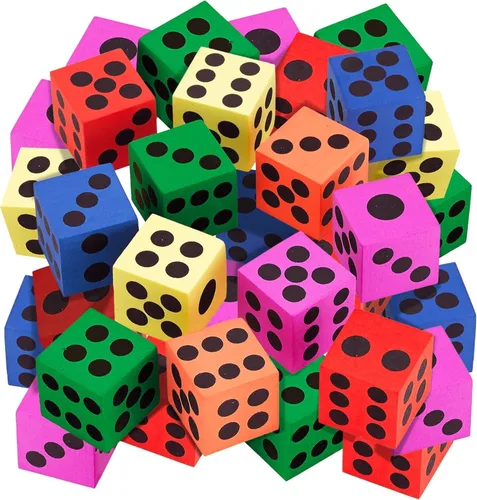 Miniatura 10 de Juego de 24 dados de espuma, 1.5 pulgadas, grandes, suaves y coloridos, para niños, no tóxicos, de gran tamaño para matemáticas en el aula