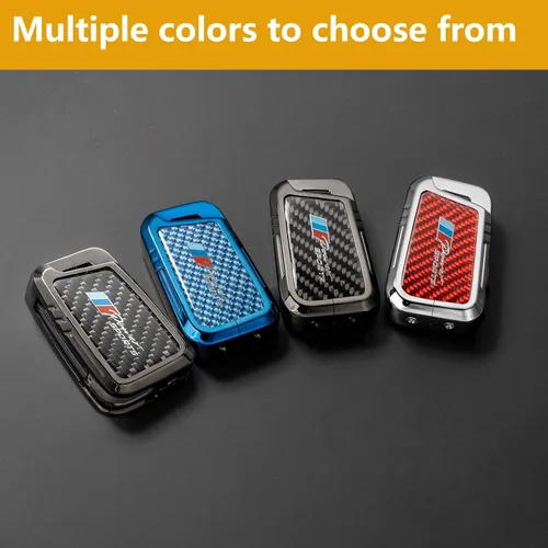 Miniatura 16 de Funda para llavero BMW con llavero, fibra de carbono real, protección de aleación de zinc, compatible con BMW 1 3 4 5 6 7 Series X1 X3 X4 M5 M6 GT3