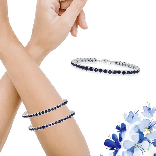 Miniatura 2 de Beaux Bijoux Pulsera de tenis de plata esterlina con piedras preciosas de zafiro o rubí de 0.157 in