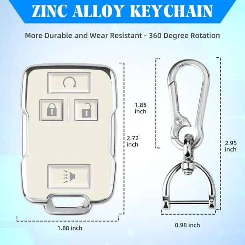 Miniatura 5 de QBUC Funda para llavero Chevy con llavero de TPU suave, compatible con Chevy Colorado, Silverado, Suburban Tahoe, GMC Sierra Yukon Canyon (A: blanco)
