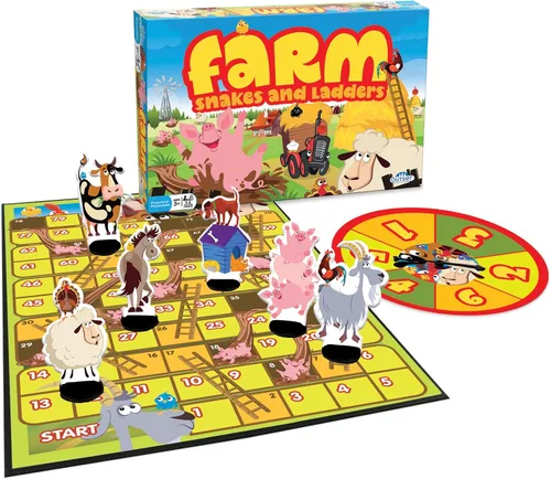 Miniatura 2 de Outset Media Granja: Serpientes y escaleras - No requiere lectura, juego de mesa preescolar y niños, desarrolla habilidades sociales y de desarrollo