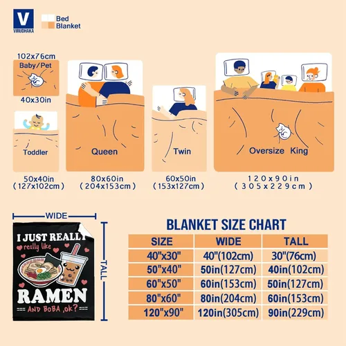 Miniatura 3 de Manta de burbujas Ramen de forro polar, regalo Kawaii para niñas, adolescentes, amantes de los fideos, té de burbujas, 40 x 50 pulgadas, manta