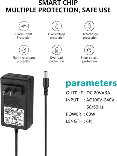 Miniatura 4 de Adaptador de cargador de 20 V de repuesto para Sony SRS-XG500 SRSXG500 X-Series Party Speaker, Bose Solo 5 TV Sound System Speaker 418775