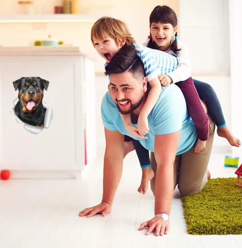 Miniatura 2 de Winston & Bear Calcomanías sonrientes 3D Rottweiler – Paquete de 2 – Calcomanías de pared Rottweiler – Regalos para amantes de los perros