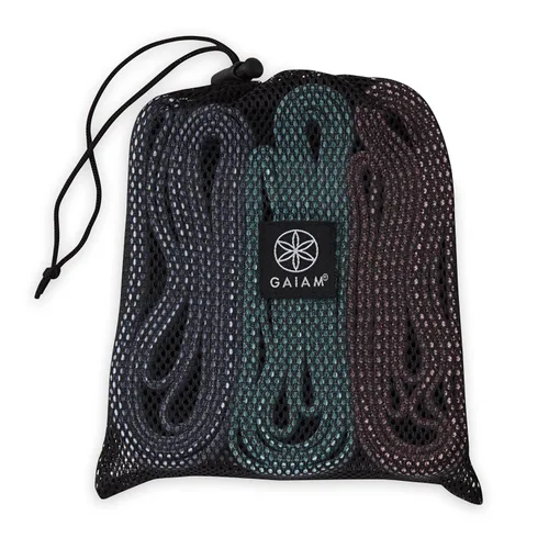 Miniatura 2 de Gaiam Bandas de resistencia de tela (paquete de 3), bandas de ejercicio de goma y poliéster para sentadillas, dominadas, terapia física