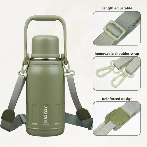 Miniatura 4 de BJPKPK - Botellas de agua termoaisladas de 27 onzas con tapa y asa de transporte, botellas de agua de acero inoxidable libres de BPA para la Verde
