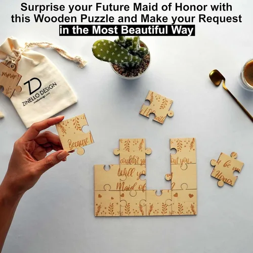 Miniatura 4 de Rompecabezas de propuesta de dama de honor de madera, idea de regalo original de caja de propuesta de dama de honor, recuerdo único de anuncio