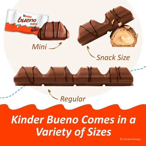 Miniatura 10 de Kinder Bueno Crema de chocolate con leche y avellanas, paquete de 30 unidades, 2 barras de chocolate envueltas individualmente por paquete, 1.5