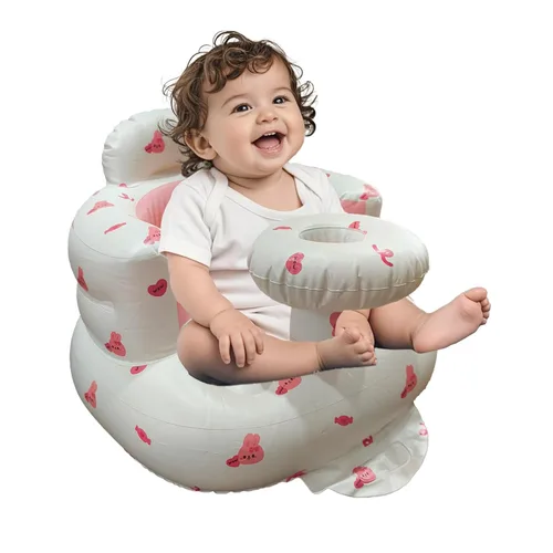 Miniatura 12 de Asiento inflable para bebé de 3 a 36 meses, silla de bebé con cerca y bomba de aire incorporada, asiento de piso inflable para bebé con soporte