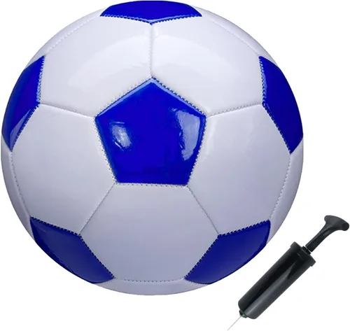 Miniatura 8 de Balón de fútbol tamaño 2, 3, 4, 5, blanco y azul, actividades deportivas escolares para exteriores e interiores, diseño clásico antiexplosión