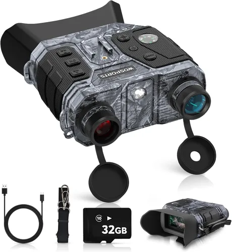 WOSPORTS Gafas de visión nocturna 4K con foto de 48 MP, visión a todo color de 3280 pies, distancia IR de 1300 pies, pantalla HD de 3 pulgadas, zoom