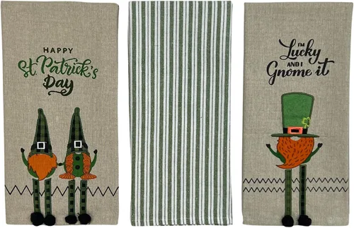 Miniatura 20 de Serafina Home Toallas de cocina de mano para invitados de baño irlandeses del día de San Patricio: suave y absorbente bordado, diseño de trébol