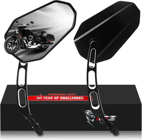 MZS Espejos de Motocicleta Negros, M8 Espejo Retrovisor de Motocicleta Accesorios Laterales Varilla Hueca Flecha Compatible con Sportster Road King