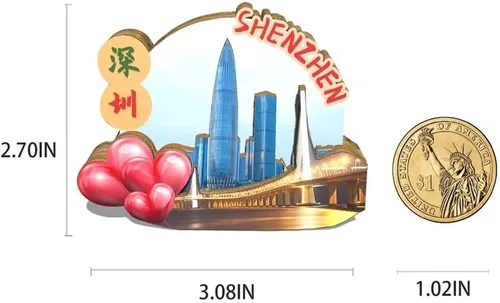 Miniatura 3 de China ShenZhen - Imán de nevera con imán de madera 3D, monumentos coleccionables de viaje, decoración hecha a mano