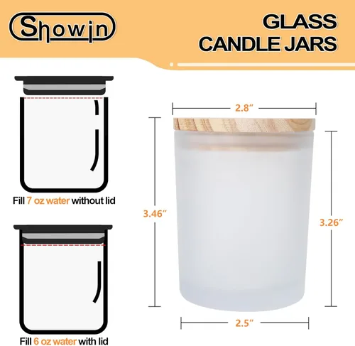 Miniatura 3 de SHOWIN Tarros gruesos para hacer velas, 20 unidades, tarros vacíos de 7 onzas con tapas de madera para hacer velas, contenedor de muestra, blanco