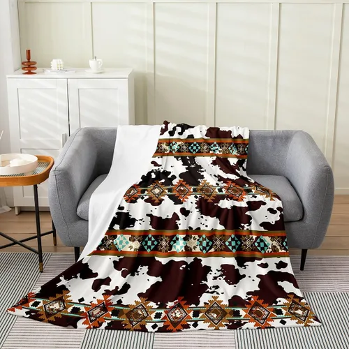 Miniatura 29 de Manta azteca con diseño tribal africano, con diseño de animales de granja, manta mullida con diseño de animales de granja y atrapasueños de tribu