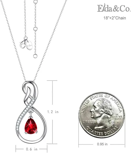 Miniatura 3 de ELDA & CO. Regalos de cumpleaños, collar infinito de plata de ley 925 con piedras natales de octubre y noviembre, turmalina rosa, citrino, regalos