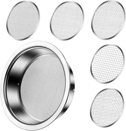 Juego de tamiz de suelo bonsái para jardinería, tamiz de suelo con 5 mallas intercambiables (0.039 in, 0.118 in, 0.197 in, 0.276 in, 0.354 in),