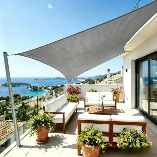 Toldo tipo vela – Bloqueo UV para patio y exterior (gris frío, 10 x 13 pies)