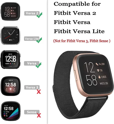Miniatura 5 de Amzpas - Bandas compatibles con Fitbit Versa 2 / Fitbit Versa SE/Fitbit Versa Lite/Fitbit Versa, correas de malla de acero inoxidable transpirable