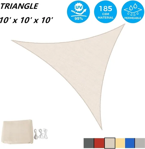 Miniatura 2 de AsterOutdoor Toldo parasol triangular de 10 x 10 x 10 pies, Toldo con bloqueador UV para patio, patio trasero, césped, jardín, actividades al aire