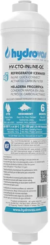 HYDROVOS Filtro de agua en línea para refrigerador, máquina de hielo, sistema de ósmosis inversa, conexión rápida a presión de 1/4 pulgadas, filtro