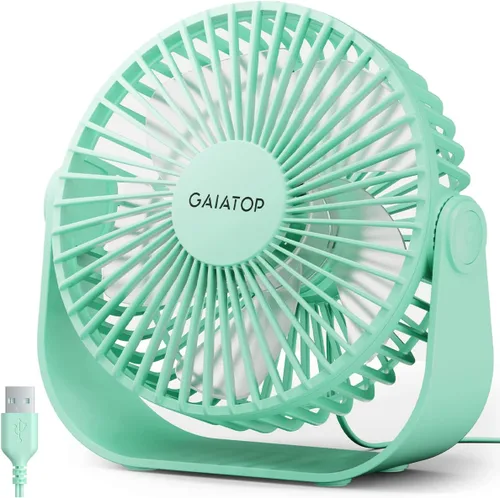 Miniatura 12 de Gaiatop Ventilador de escritorio USB, flujo de aire fuerte de 3 velocidades, portátil de 5.5 pulgadas, rotación de 90°, refrigeración silenciosa